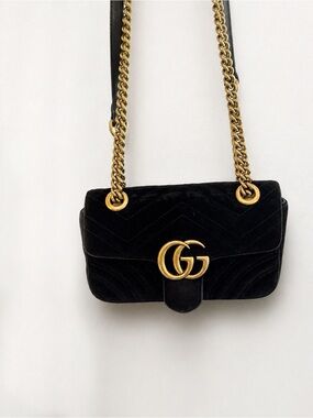Gucci GG Marmont Small Velvet Shoulder Bag Gold Hardware w/ Box & Dustbag